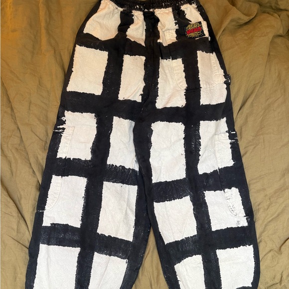 MEALS Black and White Checkered Wide Leg Pants - Picture 6 of 6